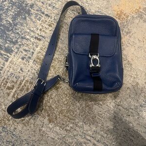 Elegant Blue and Black leather Bag